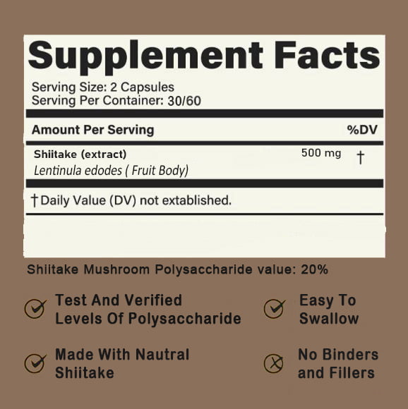 Shiitake Mushroom Supplement facts