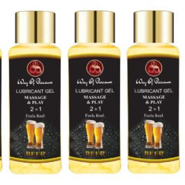 Way Of Pleasure Lubricant Gel Massage & Play 2 in 1 Feels Real Beer Flavored | Water Based Lube | Non-Sticky | Compatible With Condom | Pack Of 5