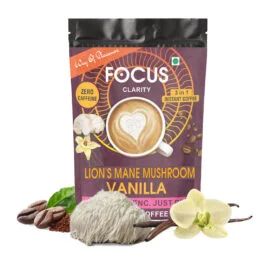 Lion’s Mane Mushroom Caffeine Free Coffee with Goodness Of Vanilla Improve Brain Health, Gut Health 30 Serving
