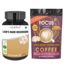  Power Up Your Day: Lion’s Mane 30 Capsules & Caffeine-Free Coffee – Focus & Immunity